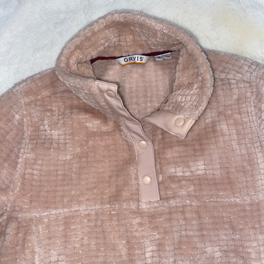 Orvis light pink fleece pullover